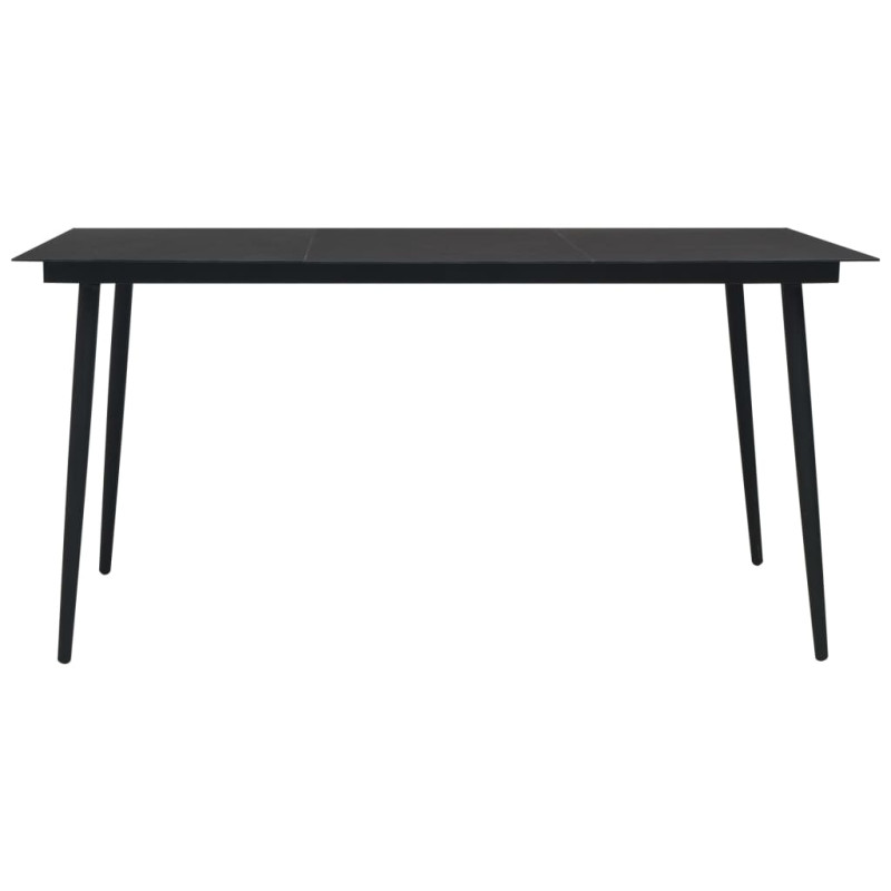 Produktbild för Trädgårdsbord svart 150x80x74 cm stål och glas