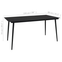 Produktbild för Trädgårdsbord svart 150x80x74 cm stål och glas