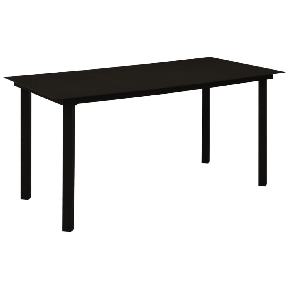 Produktbild för Trädgårdsbord svart 150x80x74 cm stål och glas