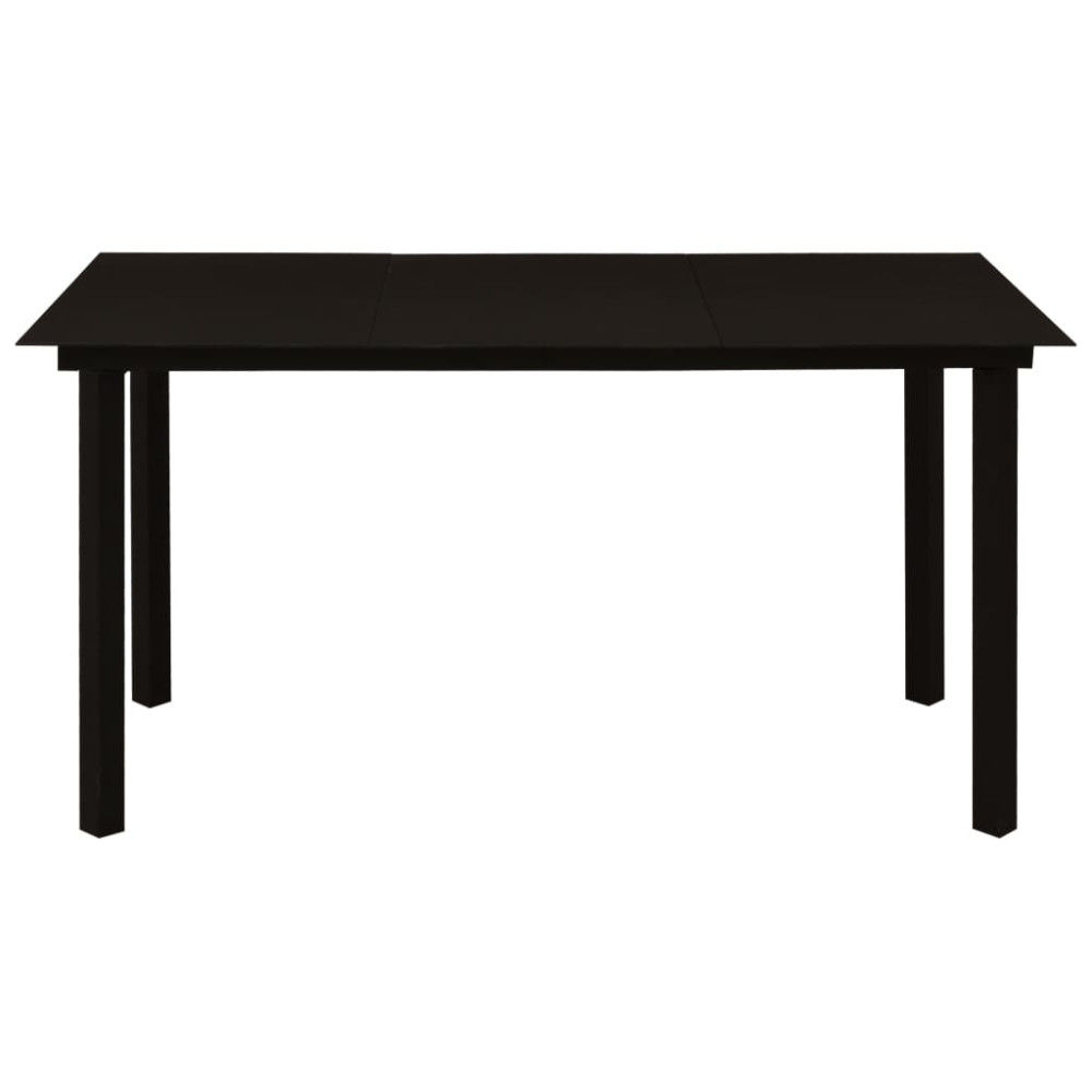 Produktbild för Trädgårdsbord svart 150x80x74 cm stål och glas