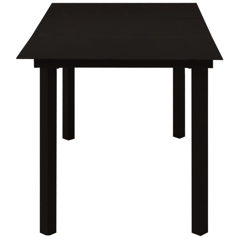 Produktbild för Trädgårdsbord svart 150x80x74 cm stål och glas