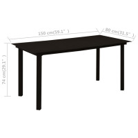 Produktbild för Trädgårdsbord svart 150x80x74 cm stål och glas
