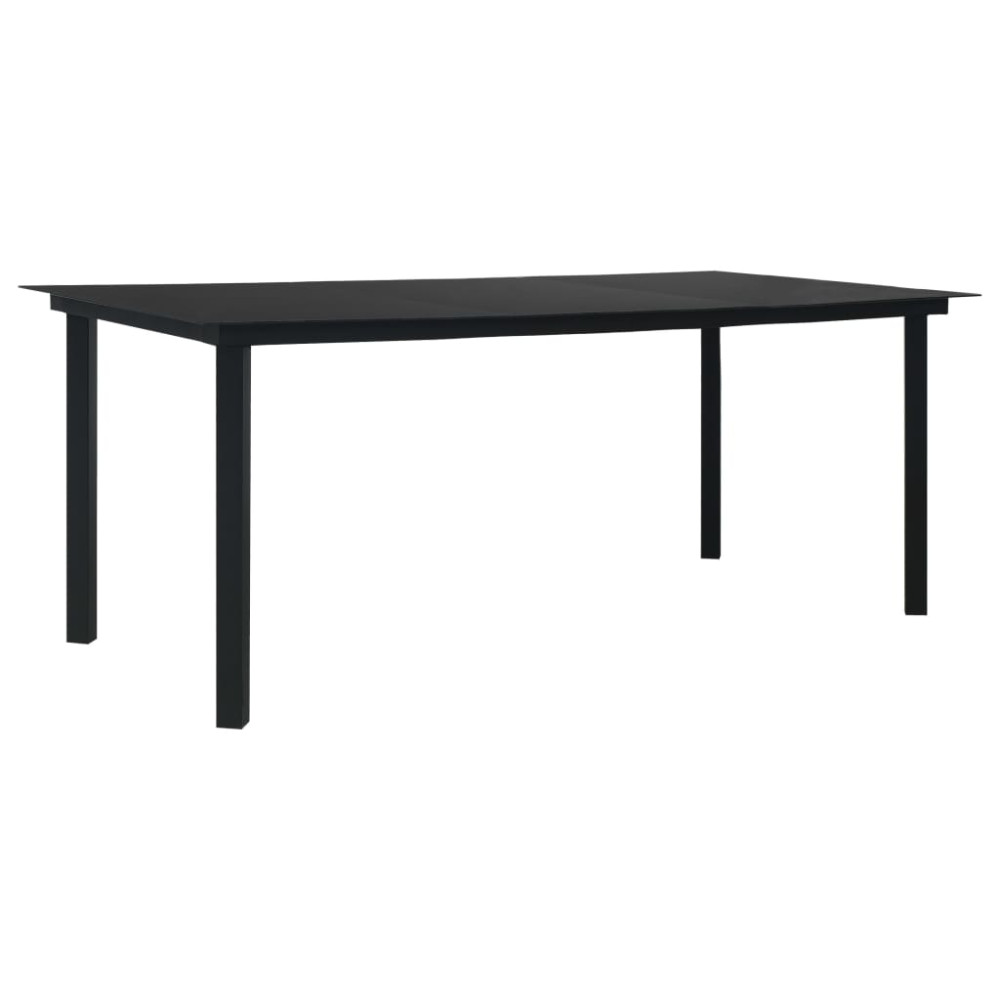 Produktbild för Trädgårdsbord svart 190x90x74 cm stål och glas
