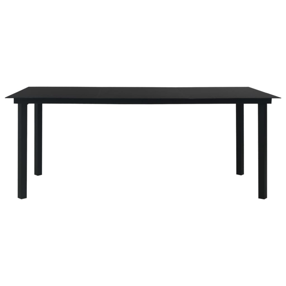 Produktbild för Trädgårdsbord svart 190x90x74 cm stål och glas