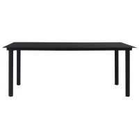 Produktbild för Trädgårdsbord svart 190x90x74 cm stål och glas