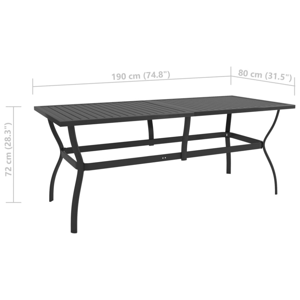 Produktbild för Trädgårdsbord antracit 190x80x72 cm stål
