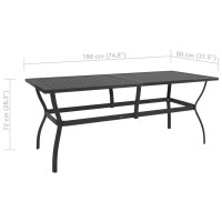 Produktbild för Trädgårdsbord antracit 190x80x72 cm stål
