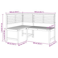 Produktbild för Hörnbänk 140 cm massivt akaciaträ