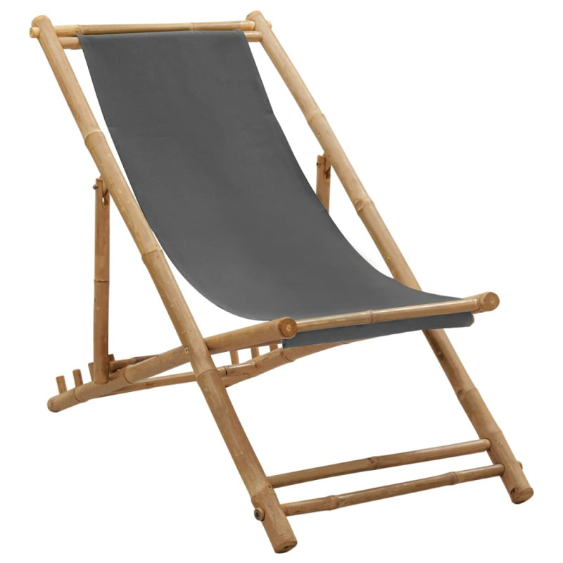 Produktbild för Solstol bambu och kanvas mörkgrå