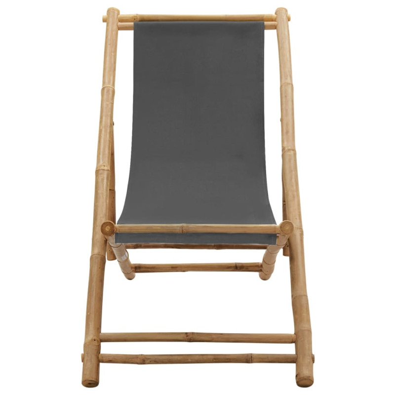 Produktbild för Solstol bambu och kanvas mörkgrå
