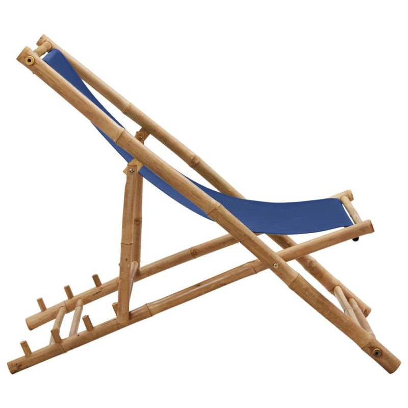 Produktbild för Solstol bambu och kanvas marinblå