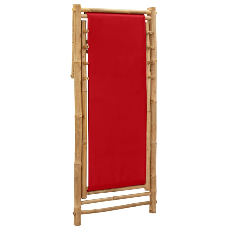 Produktbild för Solstol bambu och kanvas röd