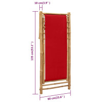 Miniatyr av produktbild för Solstol bambu och kanvas röd