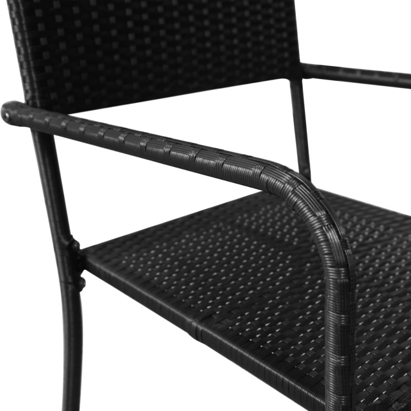 Produktbild för Matstol för trädgård 4 st konstrotting svart