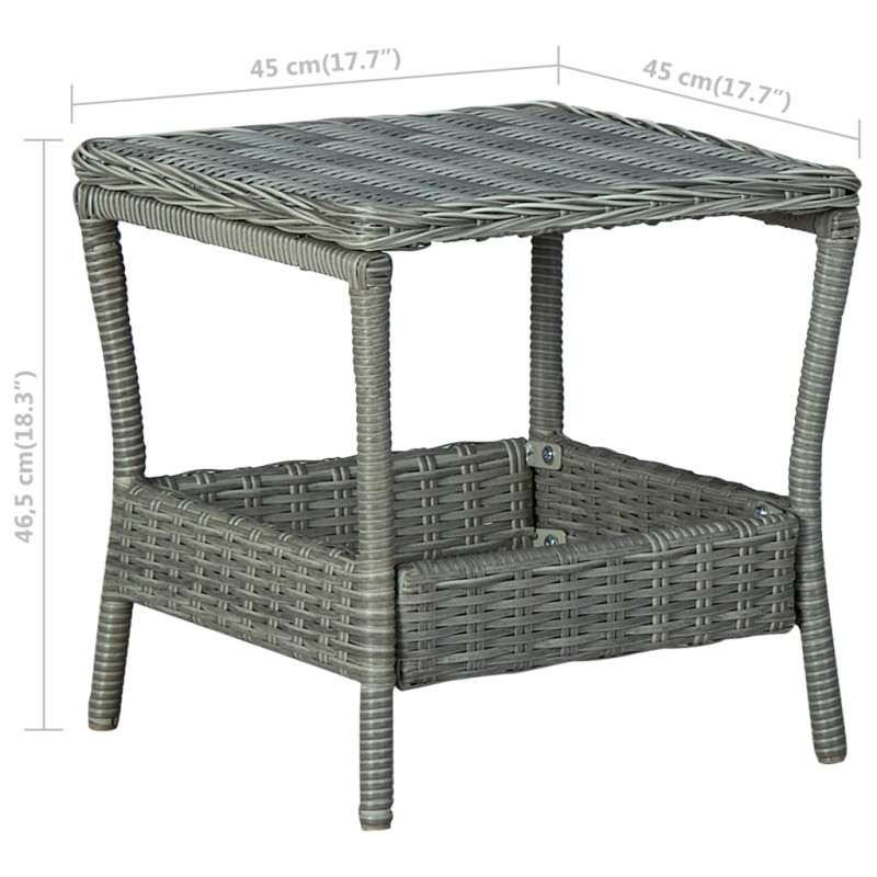 Produktbild för Trädgårdsbord ljusgrå 45x45x46,5 cm konstrotting