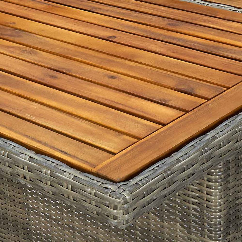 Produktbild för Trädgårdsbord brun konstrotting och massivt akaciaträ