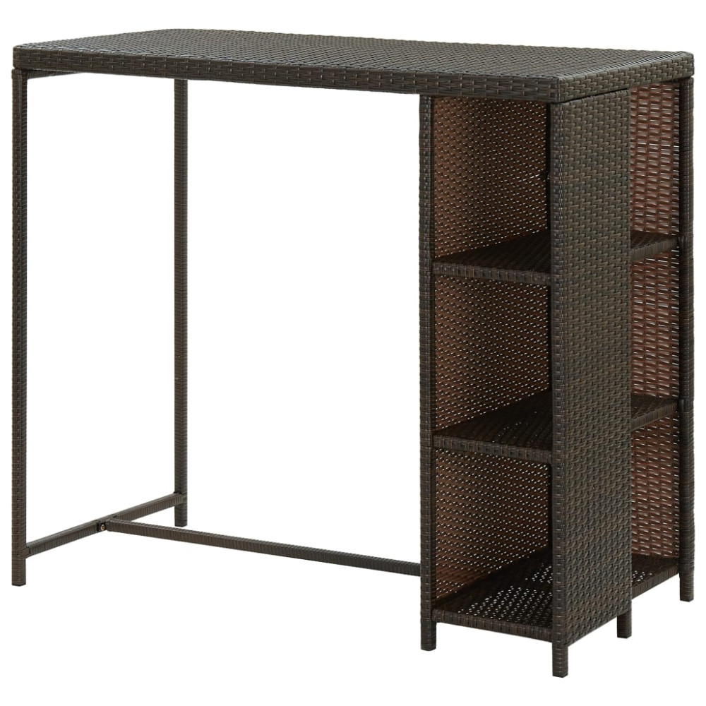 Produktbild för Barbord med förvaringshyllor brun 120x60x110 cm konstrotting
