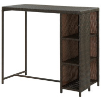 Produktbild för Barbord med förvaringshyllor brun 120x60x110 cm konstrotting