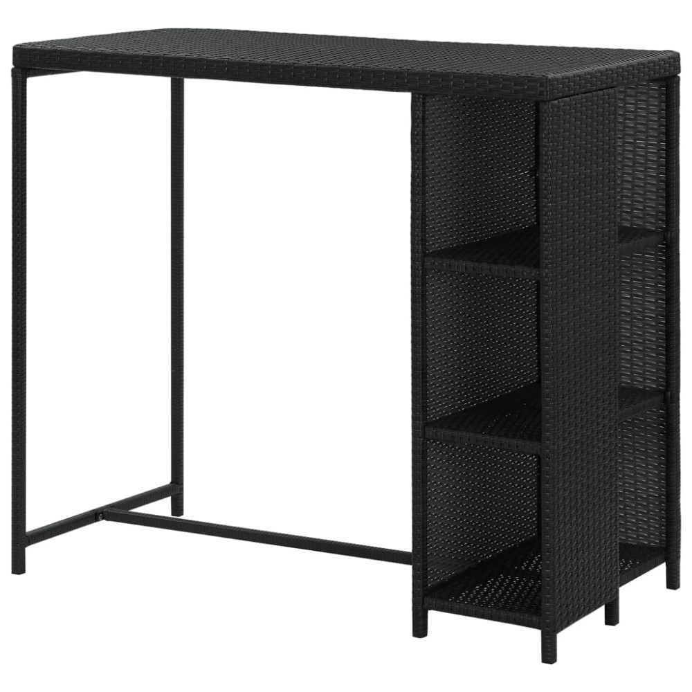 Produktbild för Barbord med förvaringshyllor svart 120x60x110 cm konstrotting