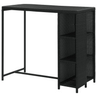 Produktbild för Barbord med förvaringshyllor svart 120x60x110 cm konstrotting