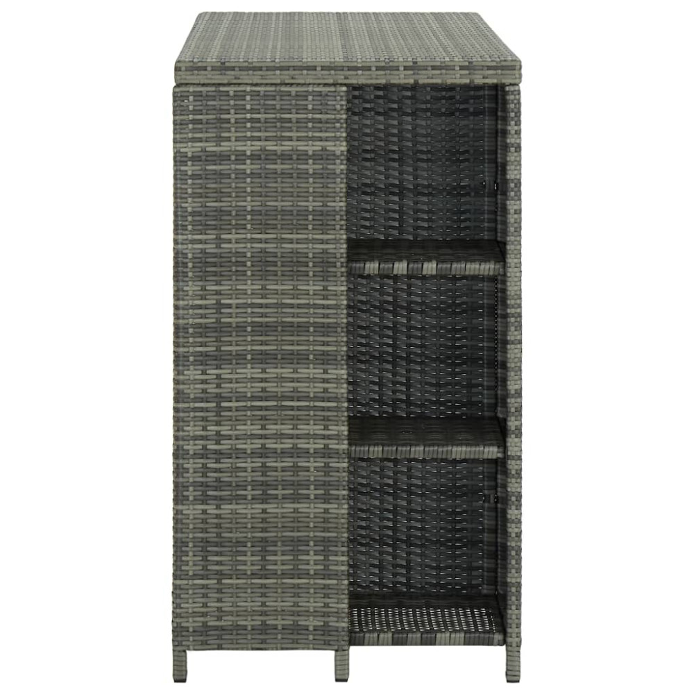 Produktbild för Barbord med förvaringshyllor grå 120x60x110 cm konstrotting