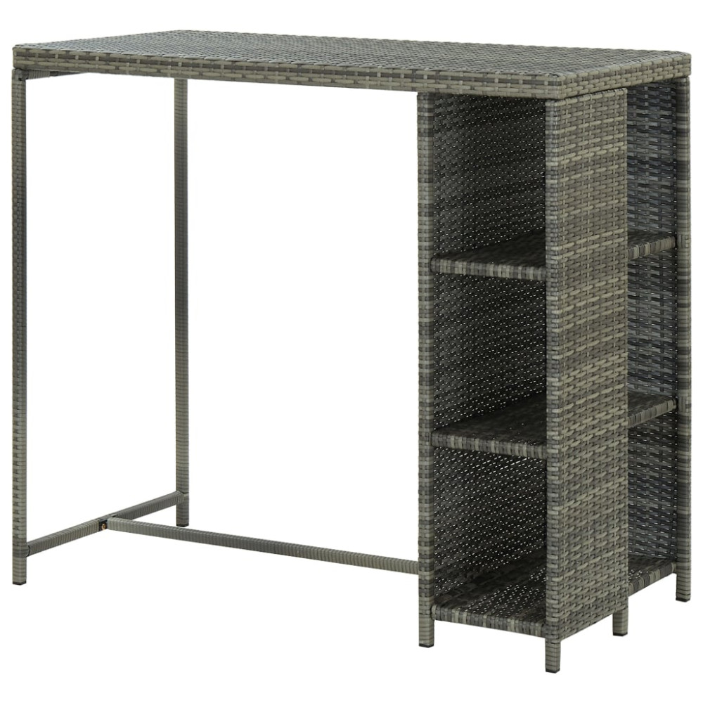 Produktbild för Barbord med förvaringshyllor grå 120x60x110 cm konstrotting