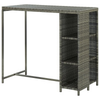 Produktbild för Barbord med förvaringshyllor grå 120x60x110 cm konstrotting