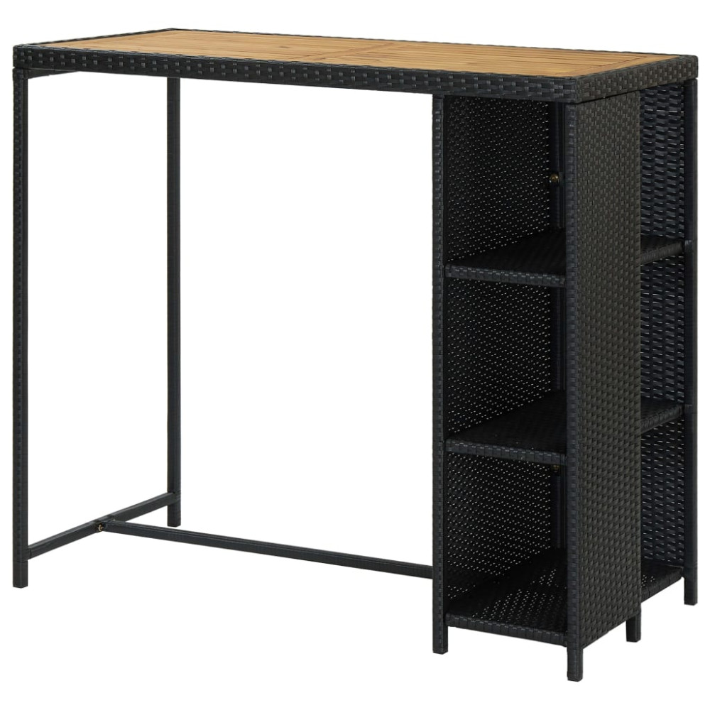 Produktbild för Barbord med förvaringshyllor svart 120x60x110 cm konstrotting