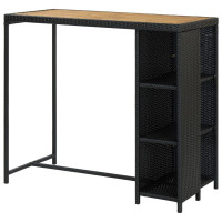 Produktbild för Barbord med förvaringshyllor svart 120x60x110 cm konstrotting