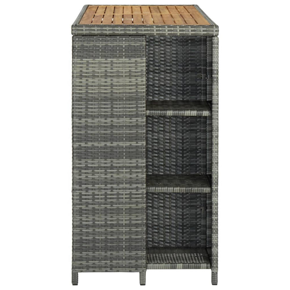Produktbild för Barbord med förvaringshyllor grå 120x60x110 cm konstrotting