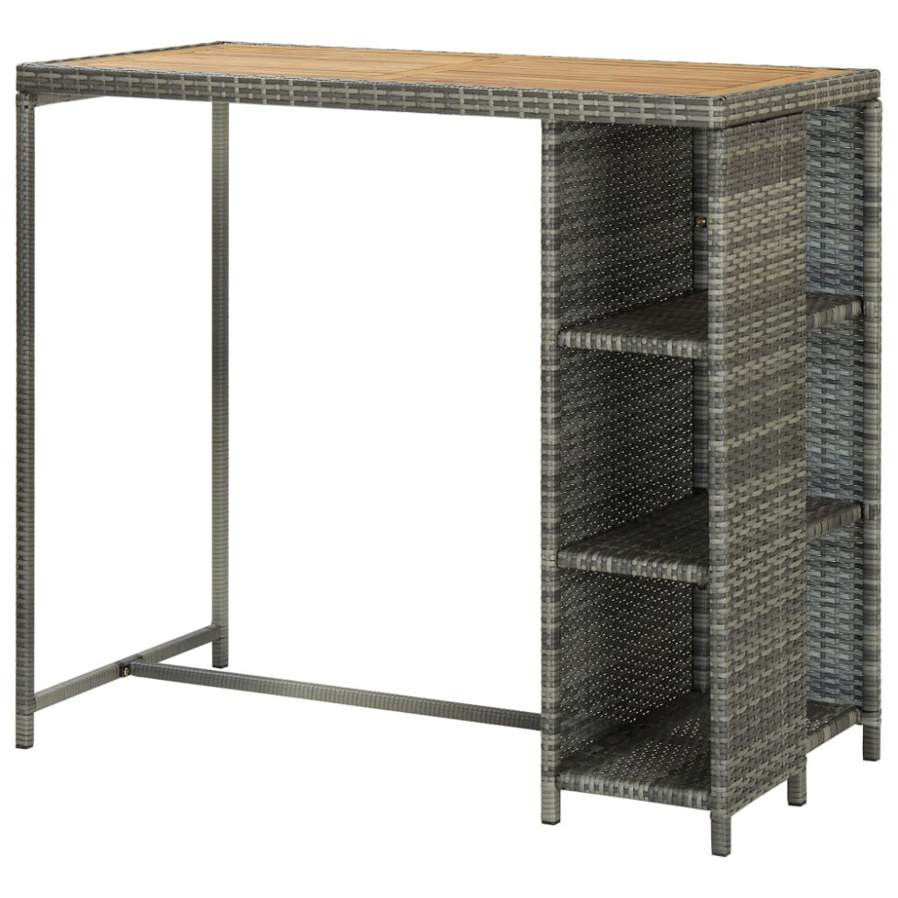 Produktbild för Barbord med förvaringshyllor grå 120x60x110 cm konstrotting