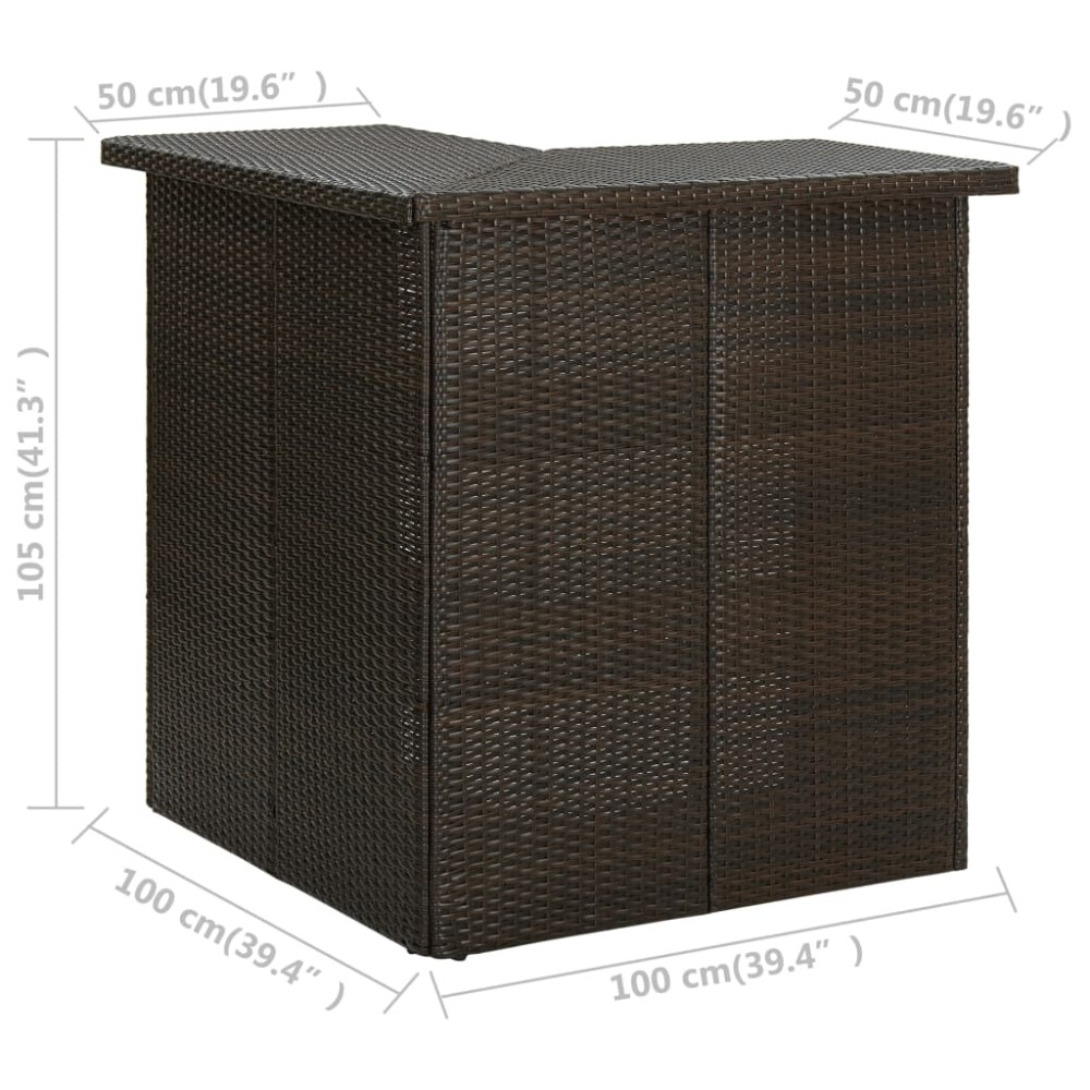 Produktbild för Hörnbar brun 100x50x105 cm konstrotting