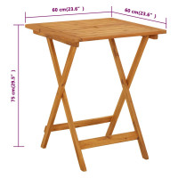 Produktbild för Hopfällbart trädgårdsbord 60x60x75 cm massivt akaciaträ