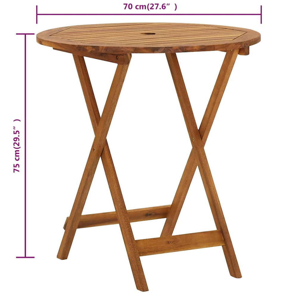 Produktbild för Hopfällbart trädgårdsbord 70 cm massivt akaciaträ