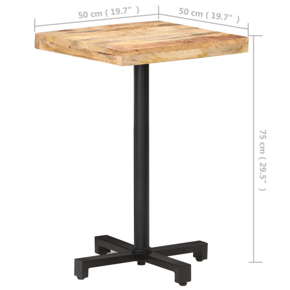 Produktbild för Cafébord fyrkantigt 50x50x75 cm grovt mangoträ