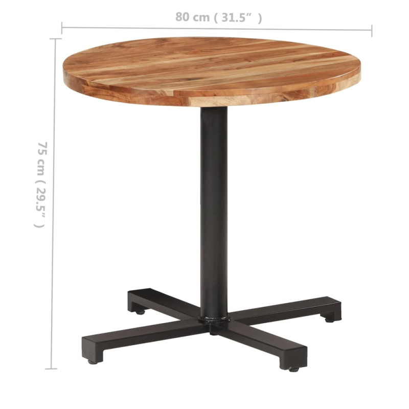 Produktbild för Cafébord runt Ø80x75 cm massivt akaciaträ