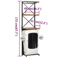 Produktbild för Vinhylla traktor vit 49x31x172 cm grovt mangoträ