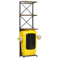 Produktbild för Vinhylla traktor gul 49x31x172 cm massivt mangoträ