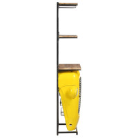 Produktbild för Vinhylla traktor gul 49x31x172 cm massivt mangoträ