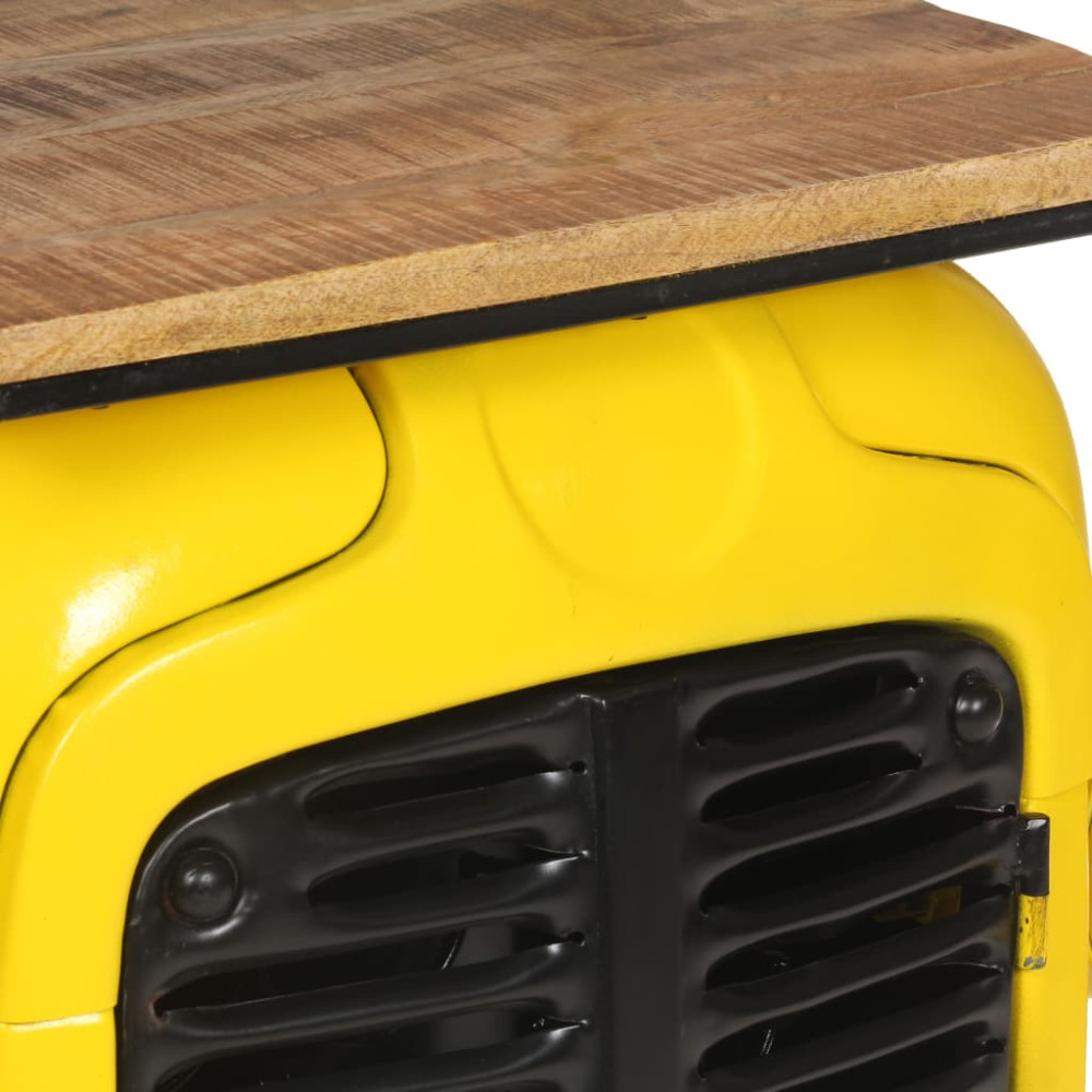 Produktbild för Vinhylla traktor gul 49x31x172 cm massivt mangoträ