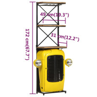 Produktbild för Vinhylla traktor gul 49x31x172 cm massivt mangoträ
