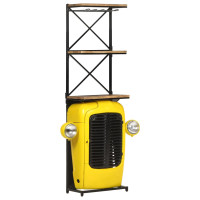 Produktbild för Vinhylla traktor gul 49x31x172 cm massivt mangoträ