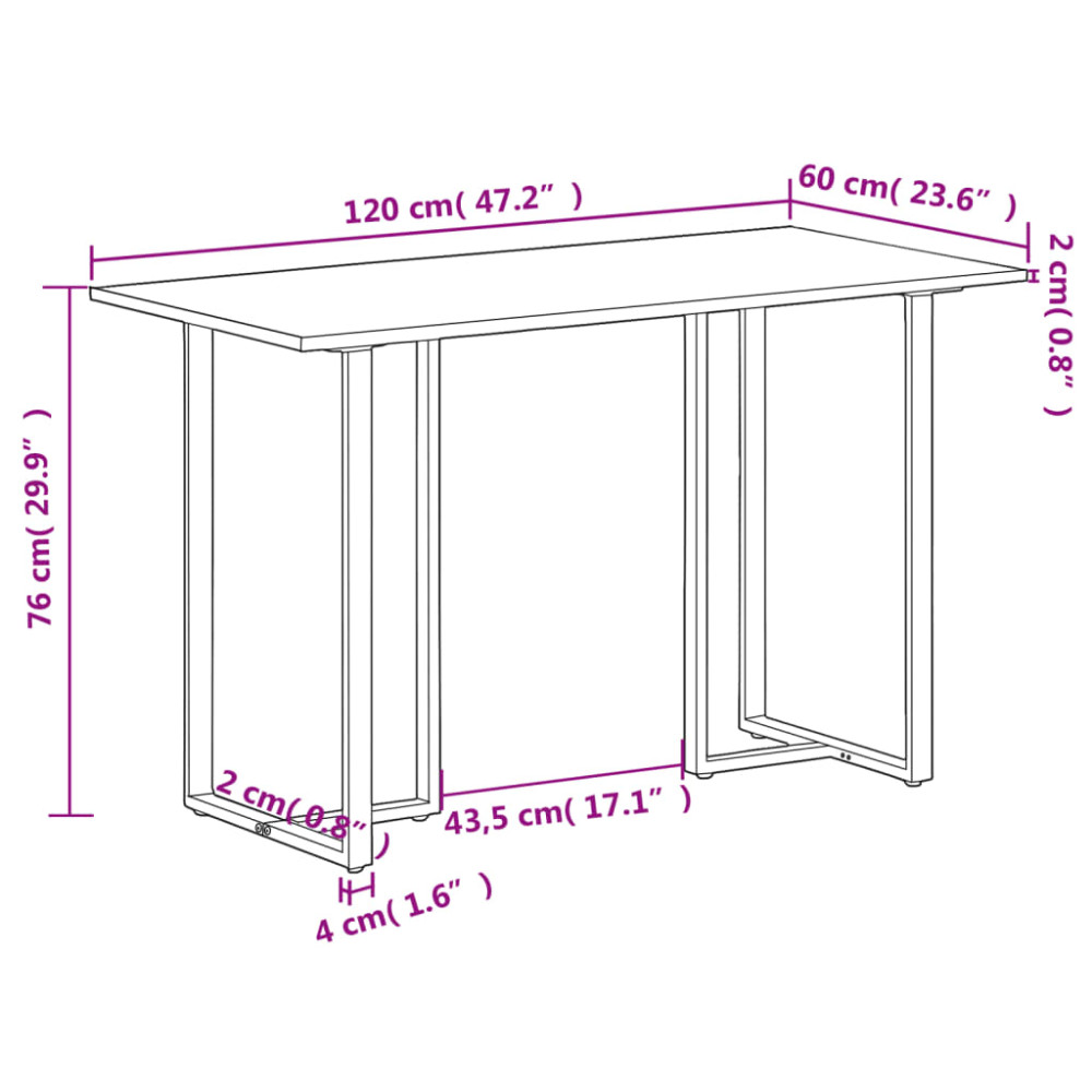Produktbild för Matbord 120 cm grovt mangoträ