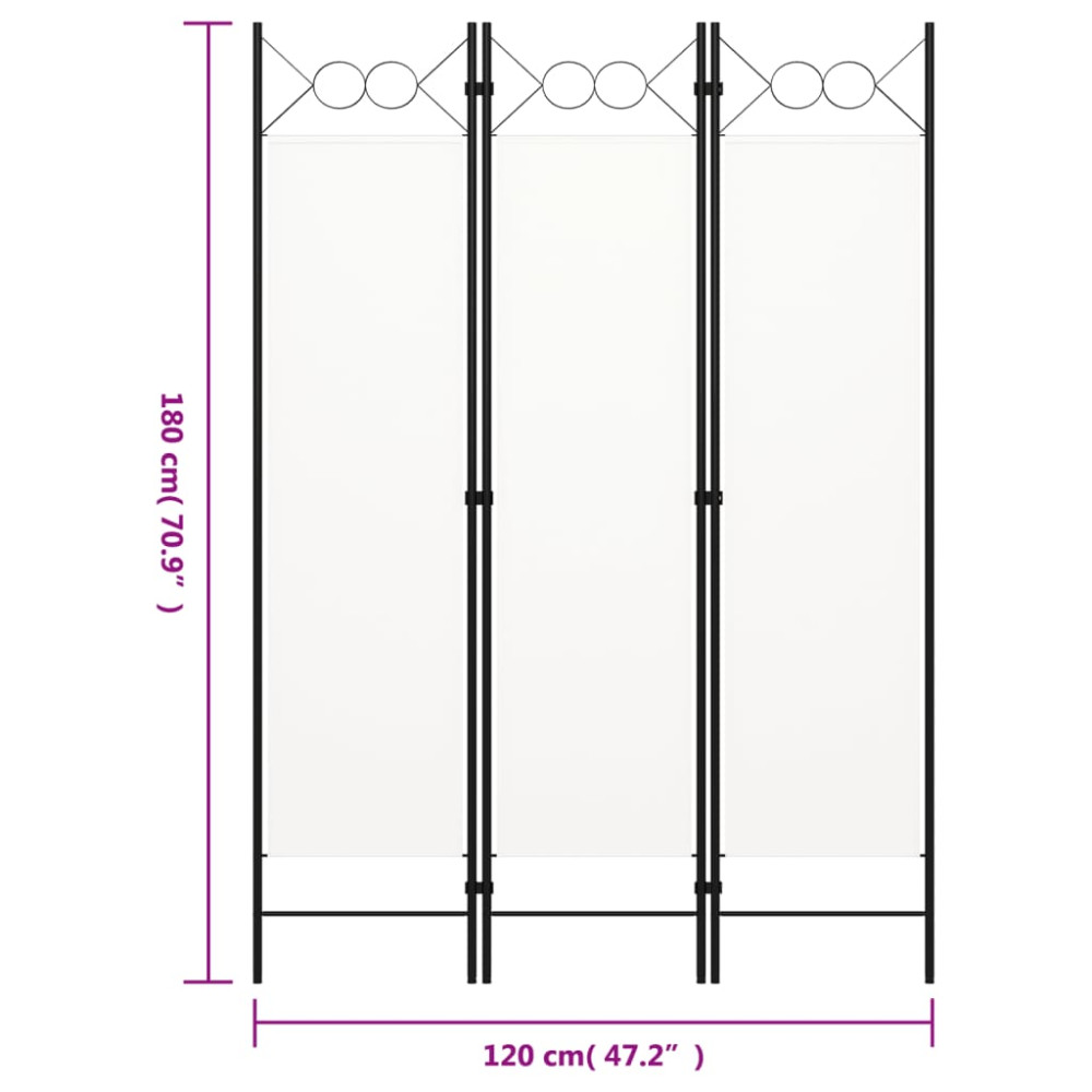 Produktbild för Rumsavdelare 3 paneler vit 120x180 cm