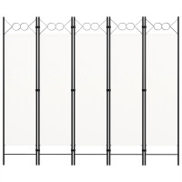 Produktbild för Rumsavdelare 5 paneler vit 200x180 cm
