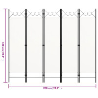 Produktbild för Rumsavdelare 5 paneler vit 200x180 cm