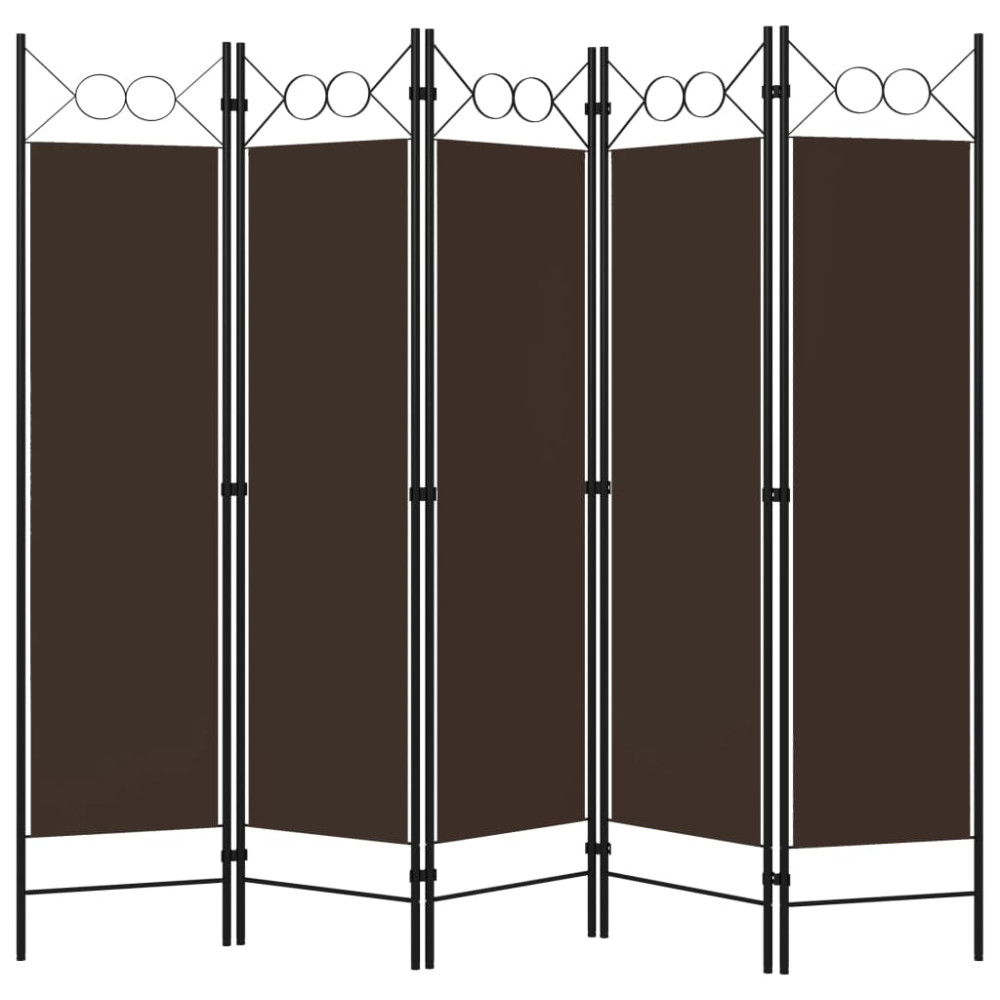 Produktbild för Rumsavdelare 5 paneler brun 200x180 cm