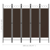 Produktbild för Rumsavdelare 5 paneler brun 200x180 cm