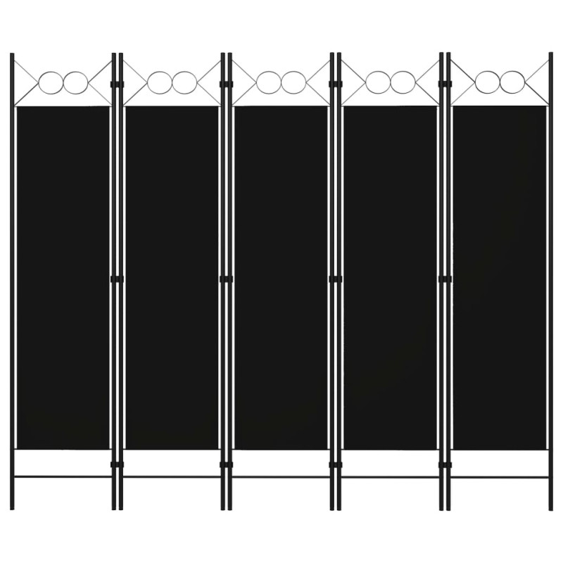 Produktbild för Rumsavdelare 5 paneler svart 200x180 cm