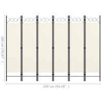 Produktbild för Rumsavdelare 6 paneler vit 240x180 cm